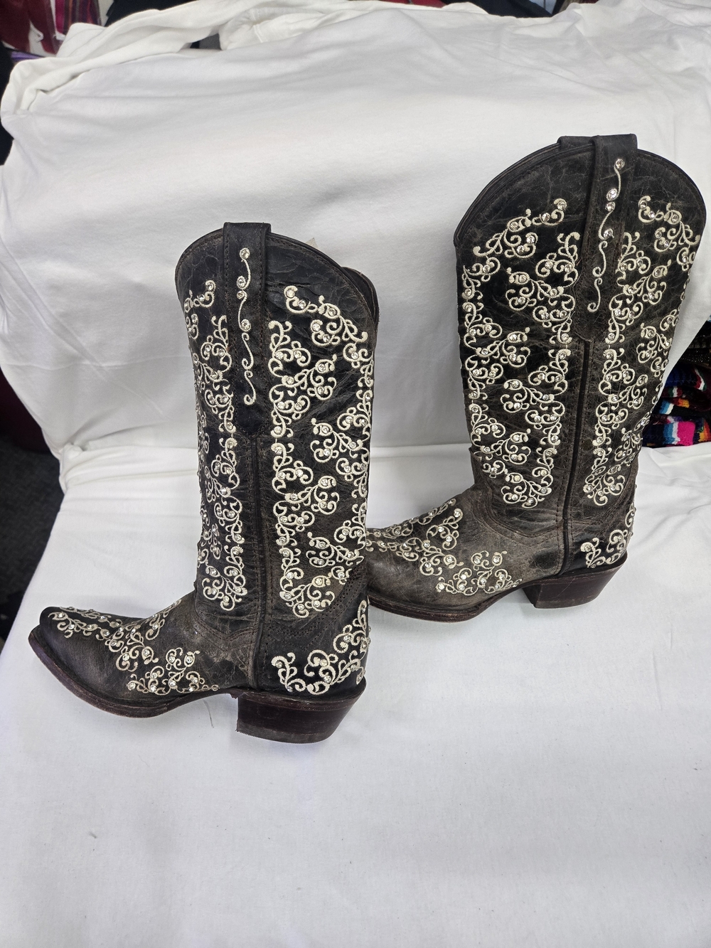 Embellished Black Western Cowboy Boots - Women's